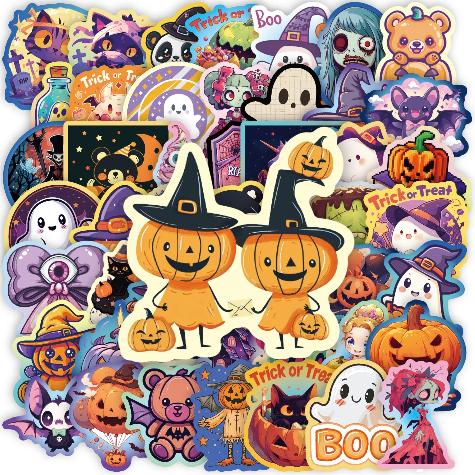10/250PCS Halloween Day Graffiti Stickers Pumpkin Bat Castle Dark Cute Ghost Cartoon Stickers Toys Gifts