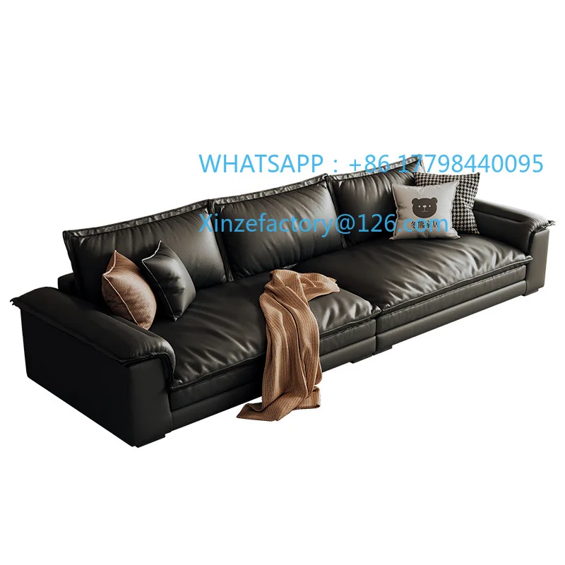 

Customizable Sofa Living Room Leather Modern Straight Row
