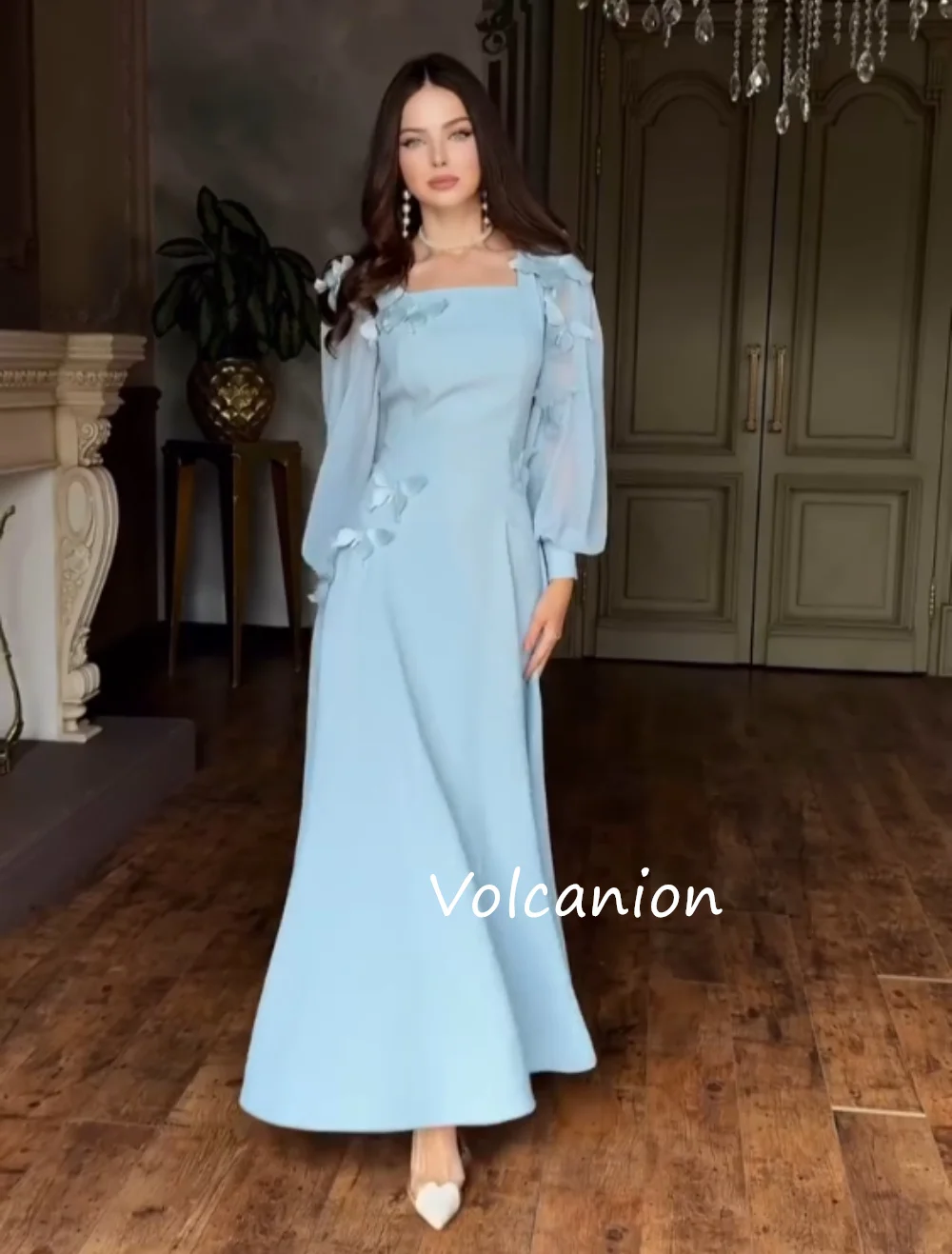 Vestidos Midi personalizados con apliques de cinta de Jersey, corte en A, cuello cuadrado, ocasión a medida, regreso a casa, elegante, sencillo, a juego