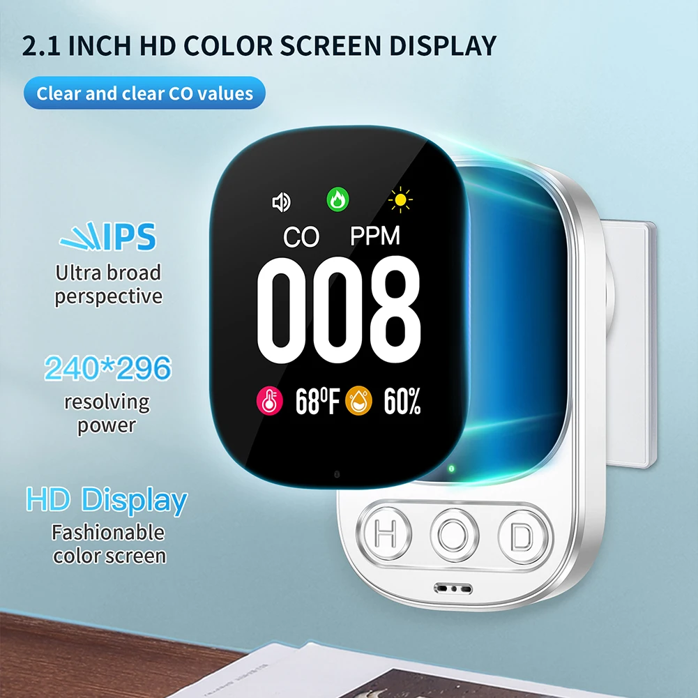 

3 In 1 Plug in Carbon Monoxide Detector Plug&Play CO Detector with HD Screen & 85dB Alarm CO Alarm Detector for Home Kitchen