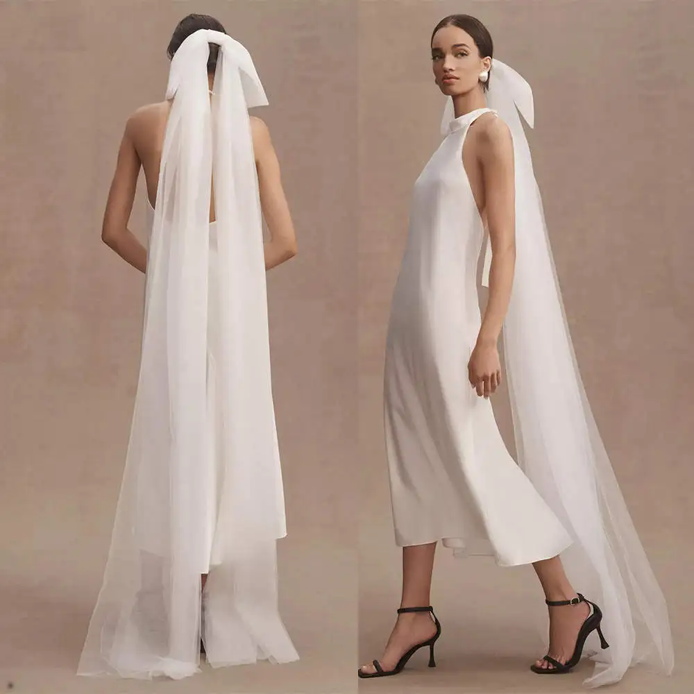 

Sweet Bow Wedding Veil One Layer Waltz Length Bridal Veils Customized High Quality Lace Bridal Accessories velo de novia