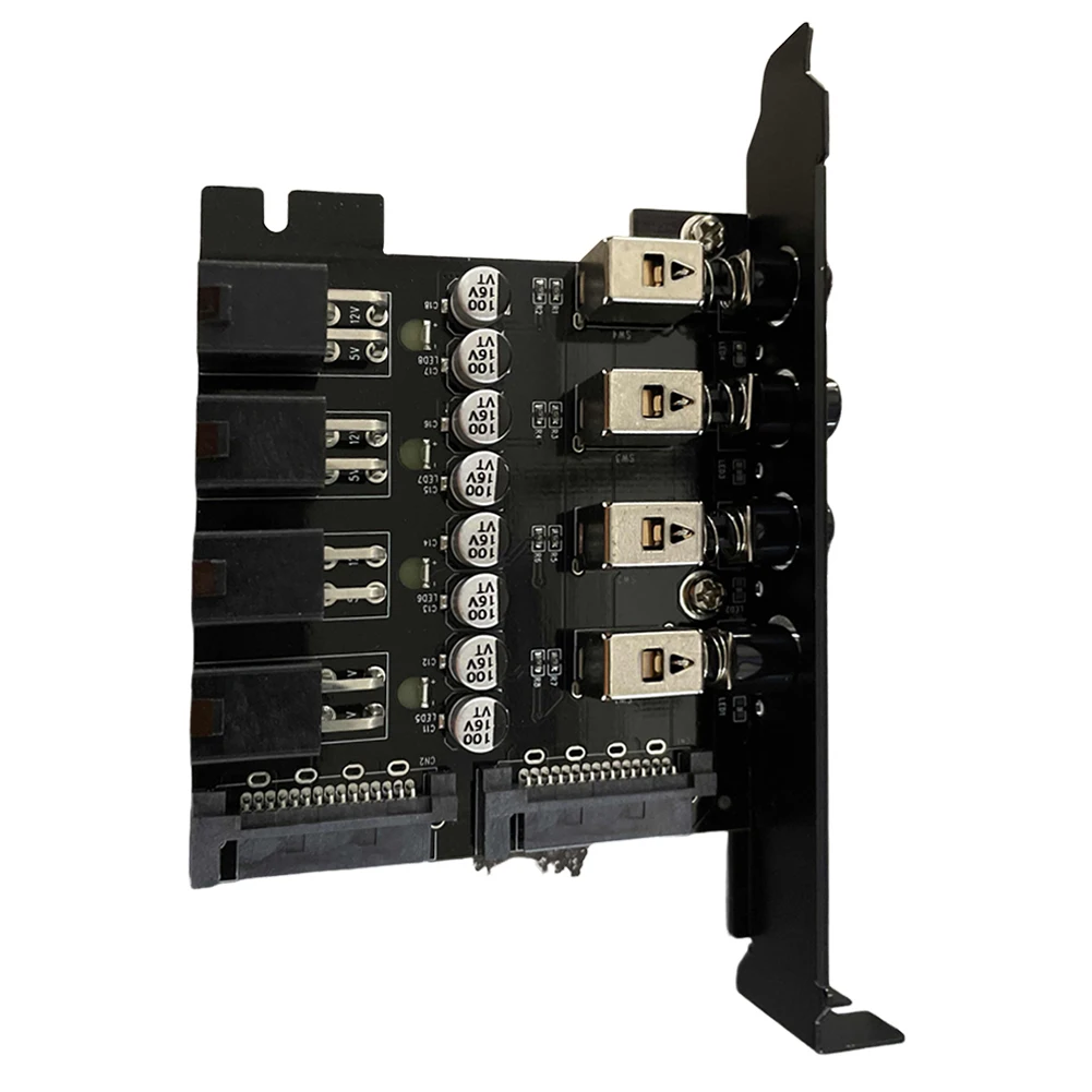 Power Expansion Card Dual Channel Hard Drive PCI Expansion Card 4 Bit PCI Expansion Card with SATA Cable Power Control Switch