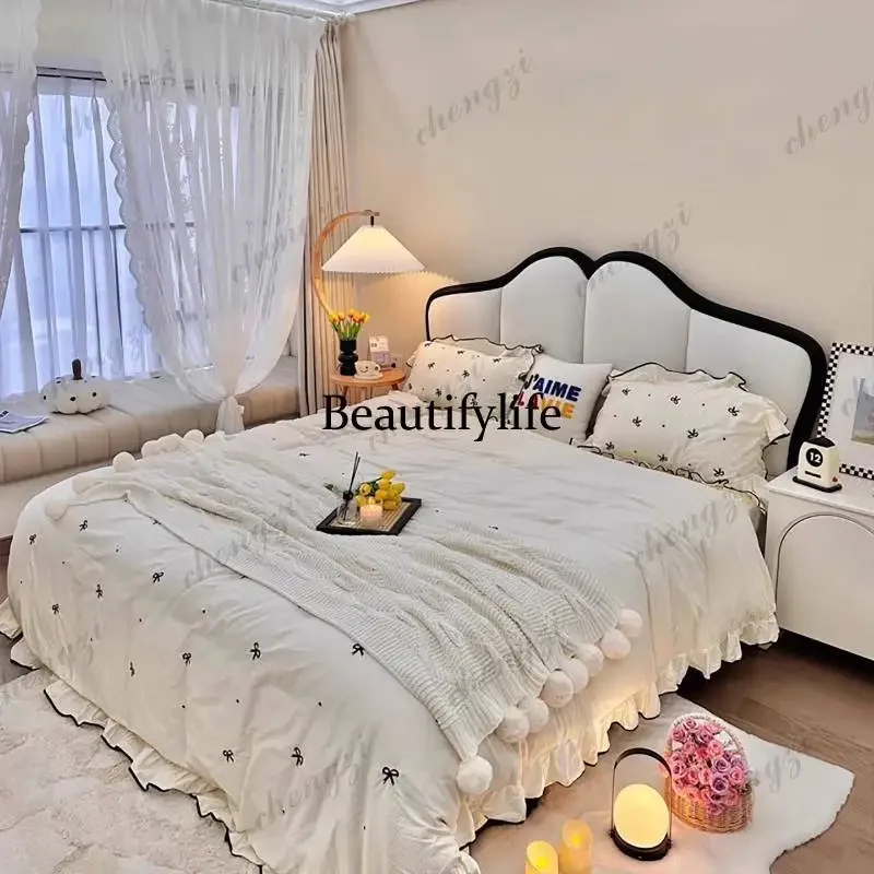 White Nordic Double Bed Brown Luxury Designs Storage Modern Double Bed Adults Japanese Cloud Camas De Dormitorio FurnitureN138