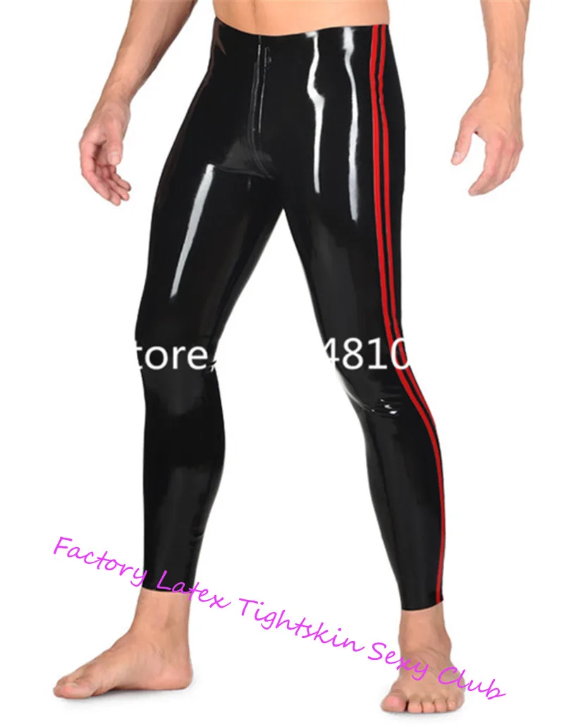 Natuur Latex Strakke Leggings Voor Mannen Sexy Latex Rubberen Broek Met Rits Heren