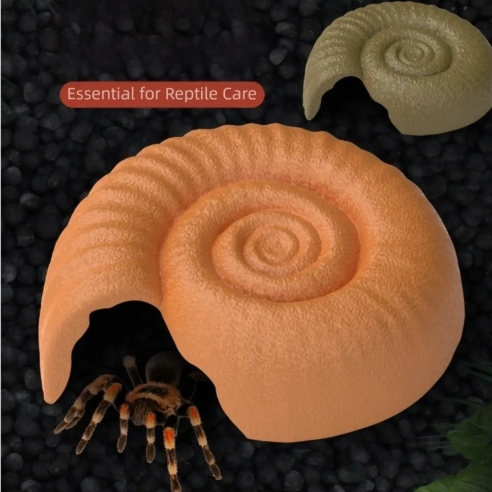 Cueva oculta para reptiles con forma de amonita, decoración de paisaje para acuario, diseño de cueva, escondite para reptiles, cueva simulada con forma de concha de caracol