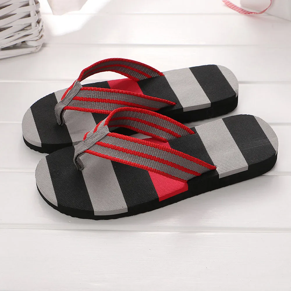 NEW 2022 Summer Men Slippers EVA Striped Flip Flops Beach Sandals Non-slip Slippers Indoor & Outdoor Shoes Pantuflas Size 40-44