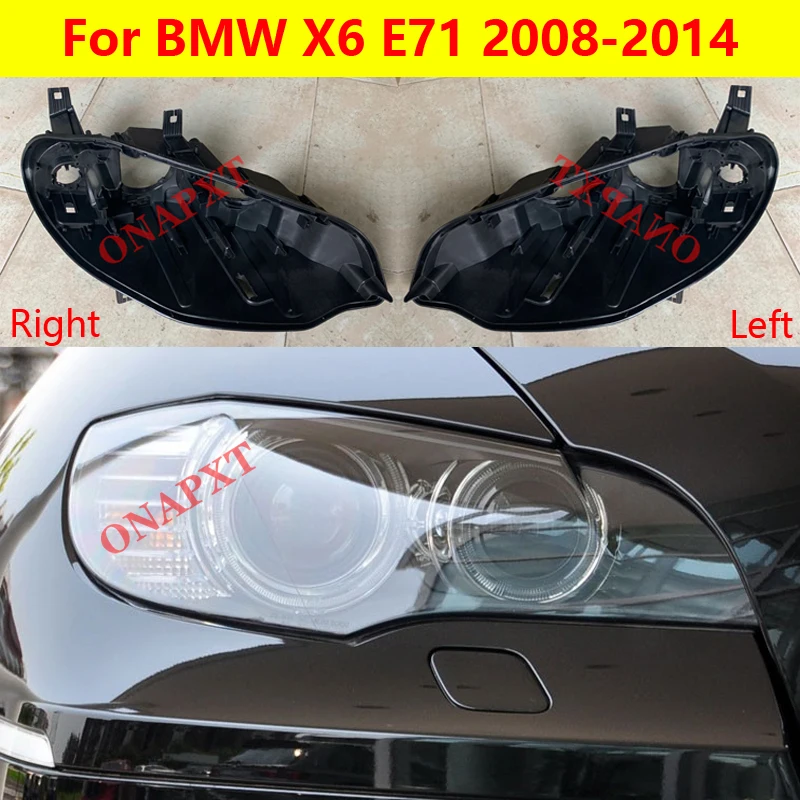 

Front Headlight Cover Black Base Headlamp Back Housing Bottom Protection Shell For BMW X6 E71 2008-2014