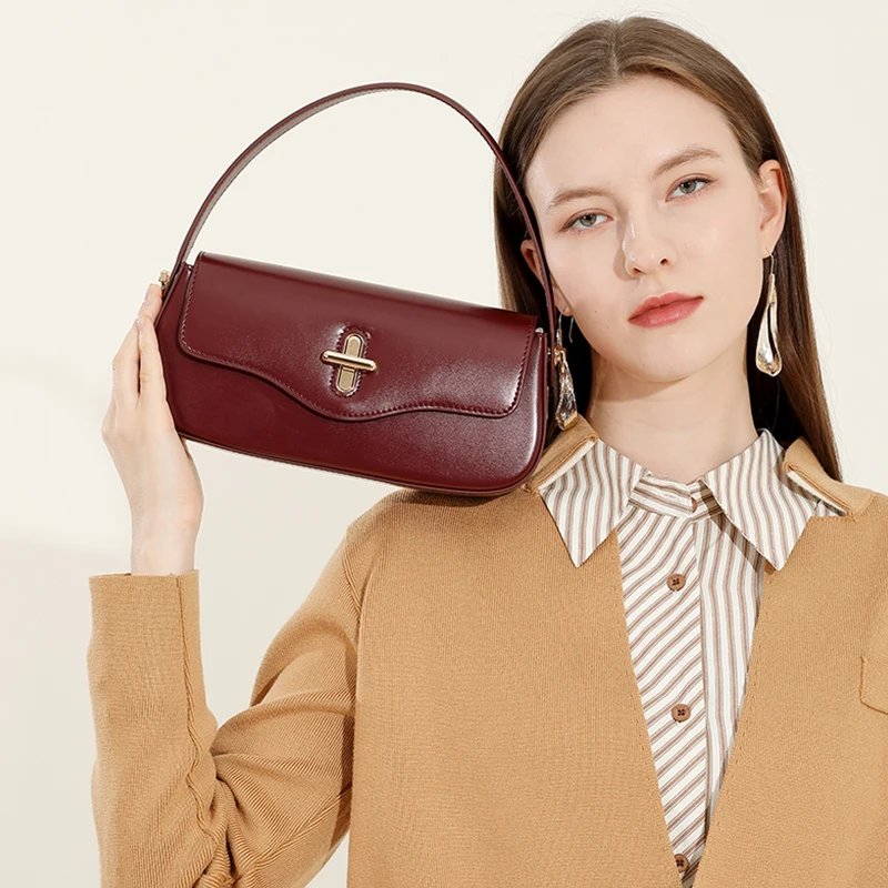 2025 New Genuine Leather Women\'s Bag Luxury Stick Bag Senior Designer Shoulder Bag Fashion Handbag Commuter
