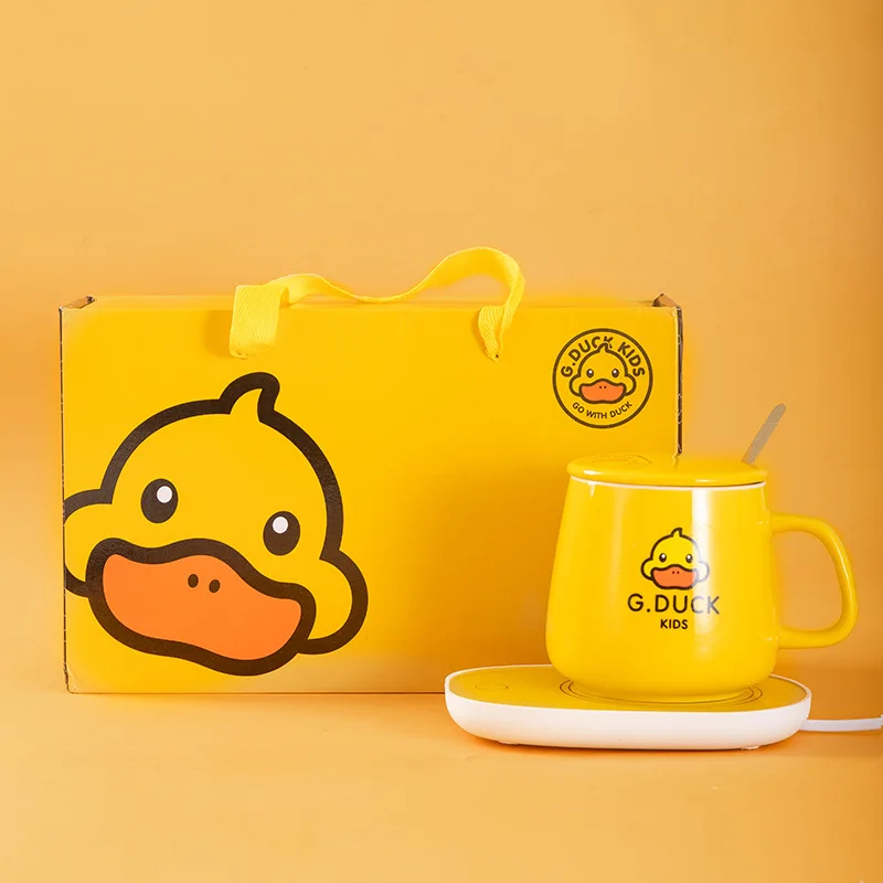 Keep Your Drinks Warm with Custom 55 Degree Thermal Mug, Cute Duckling Design Cup Warmer, Wholesale Ceramic Heated Mat