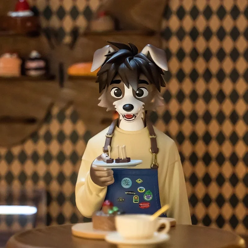 Tasse de thé officielle mignonne chiot chien, ornement en Pvc fait à la main, figurine de guérison mignonne, modèle poupée, jouet, cadeau d'ornement de bureau