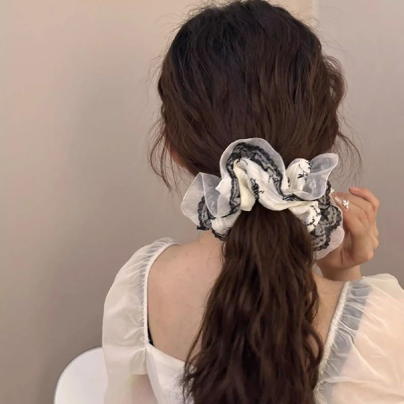 

Lace elegant large intestine hair band super fairy versatile headrope temperament retro hair rope sweet girl hair accessories