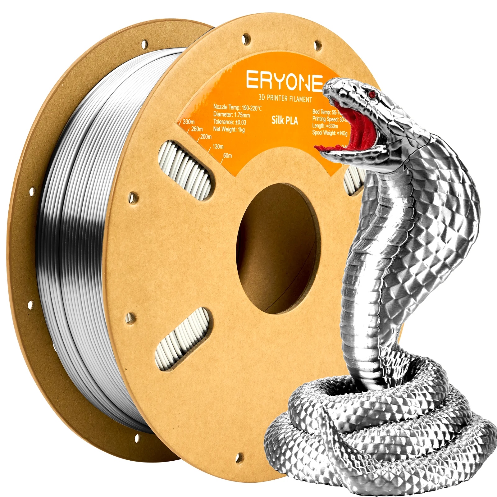 ERYONE 10KG Silk PLA 3D Printer Filament 1.75mm, Premium Silk Shiny Finish Single Color, Glossy Smooth Surface 1kg per Spool