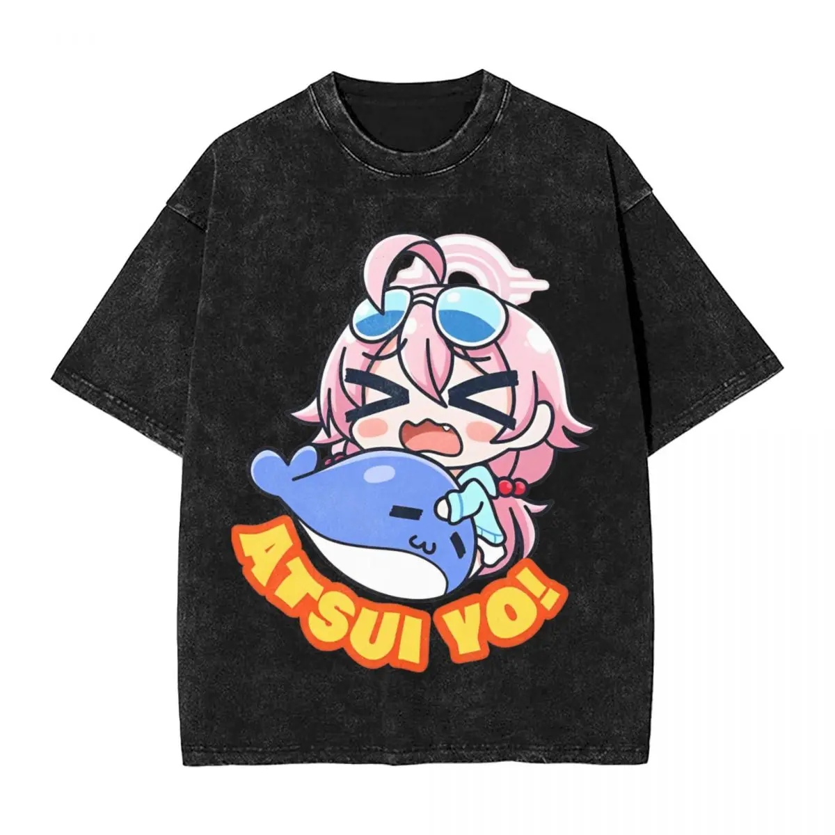 Chibi Atsui Yo Archives Takanashi Hoshino T Shirts Hip Hop Washed Street T-Shirts Anime Men Women Tops Streetwear Printed Tees