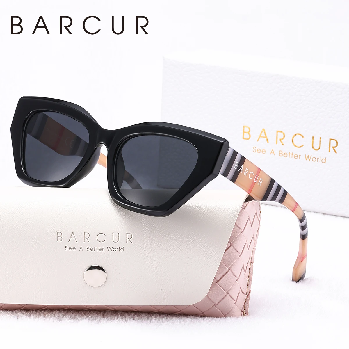 BARCUR 1pcs High-Quality Polarized Sunglasses Irregular PC Thick Frame Design Creative Color Shopping Party Women Sunglasses