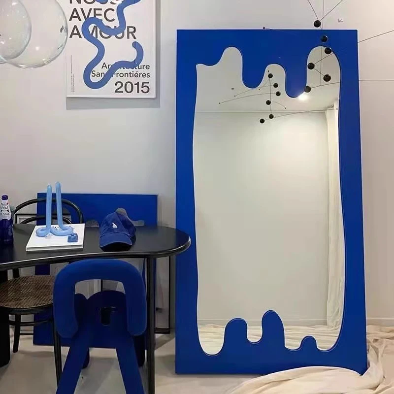 

Korean Style Bedroom Mirror Modern Floor Long Full Body Mirror Standing Aesthetic Nordic Square Spiegels Living Room Decorations