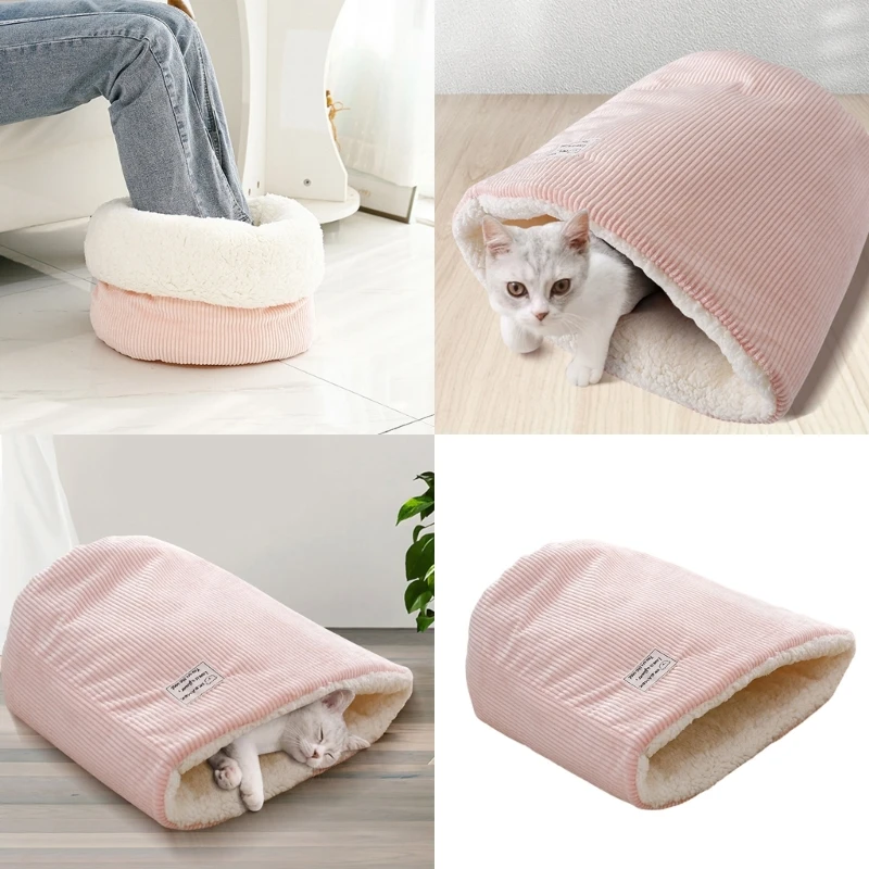 Plush Cats Winter Sleep Bag Soft Insulated Cats Nest for Cold Weather Comfortable Pet Warm Lounger Bed Rest Cushion D2RD