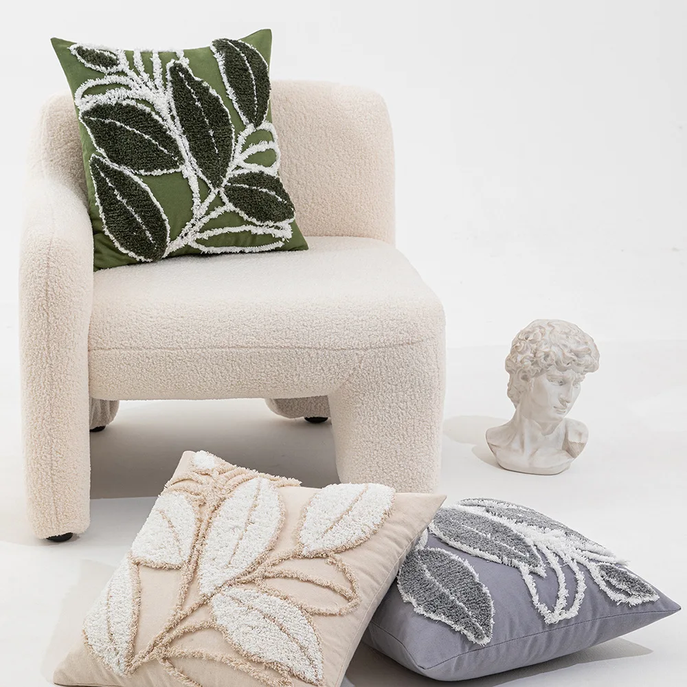 Leaf Pattern Pillowcases Tufted Cushion Covers 45x45cm Vintage Bohomian Decorative Home Decor Items Farmhouse Cushions Cover