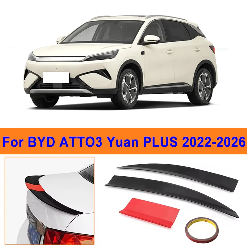 

For BYD ATTO3 Yuan PLUS 2022-2026 3-Section ABS Rear Trunk Spoiler 115-125cm Adjustable Sports Decor Top Wing Car Exterior Parts