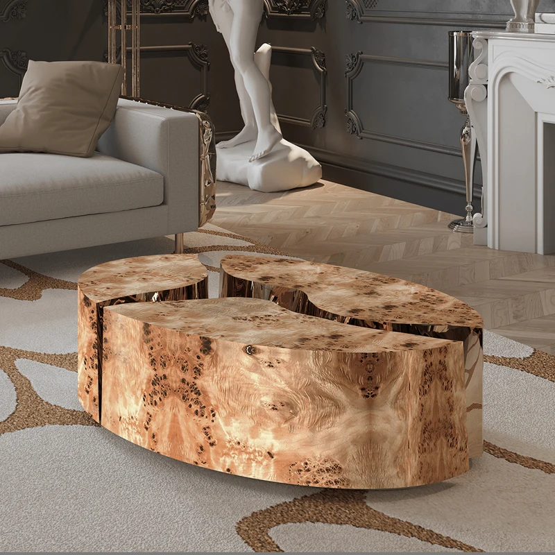 Light luxury crackle combination coffee table, simple creative designer small apartment special-shaped tea table