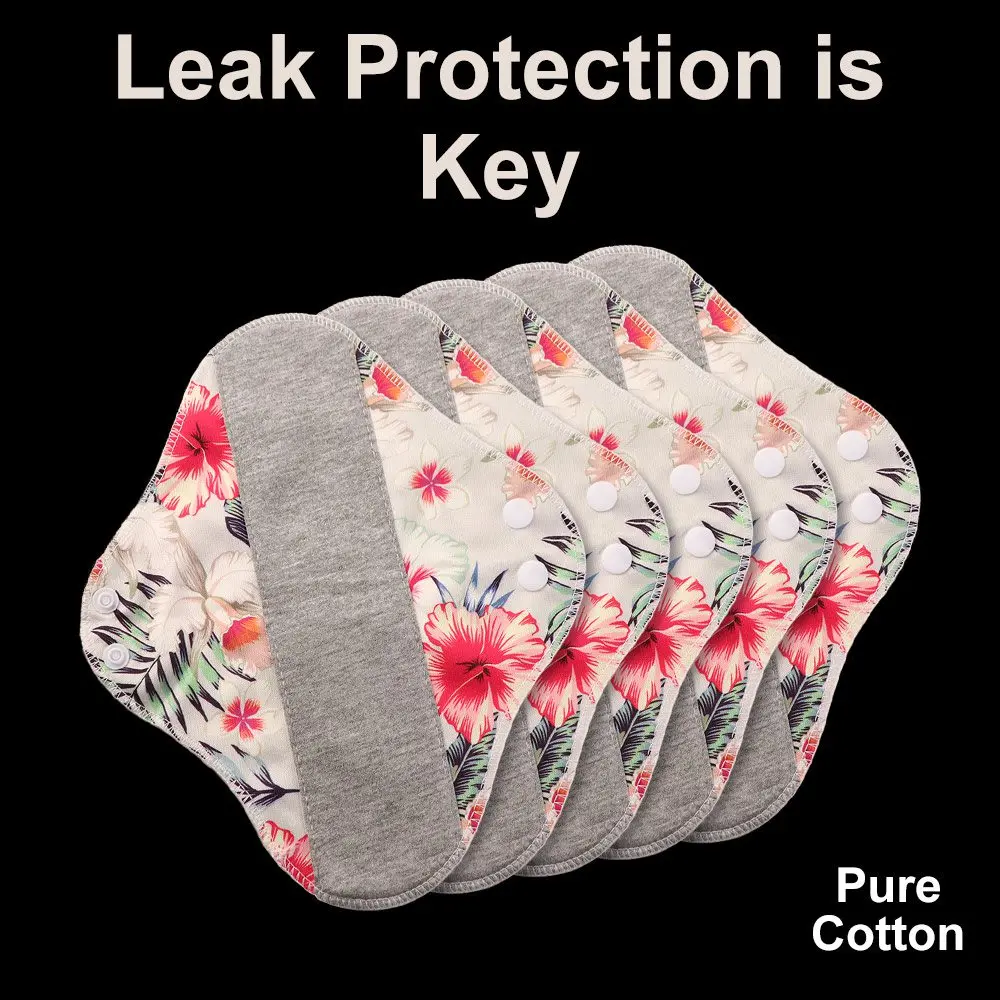 5Pcs Graphene Reusable Sanitary Pads Leak Proof 23CM Menstrual Cloth Pads Soft Anti-Slip Nursing Pad for Women Incontinence