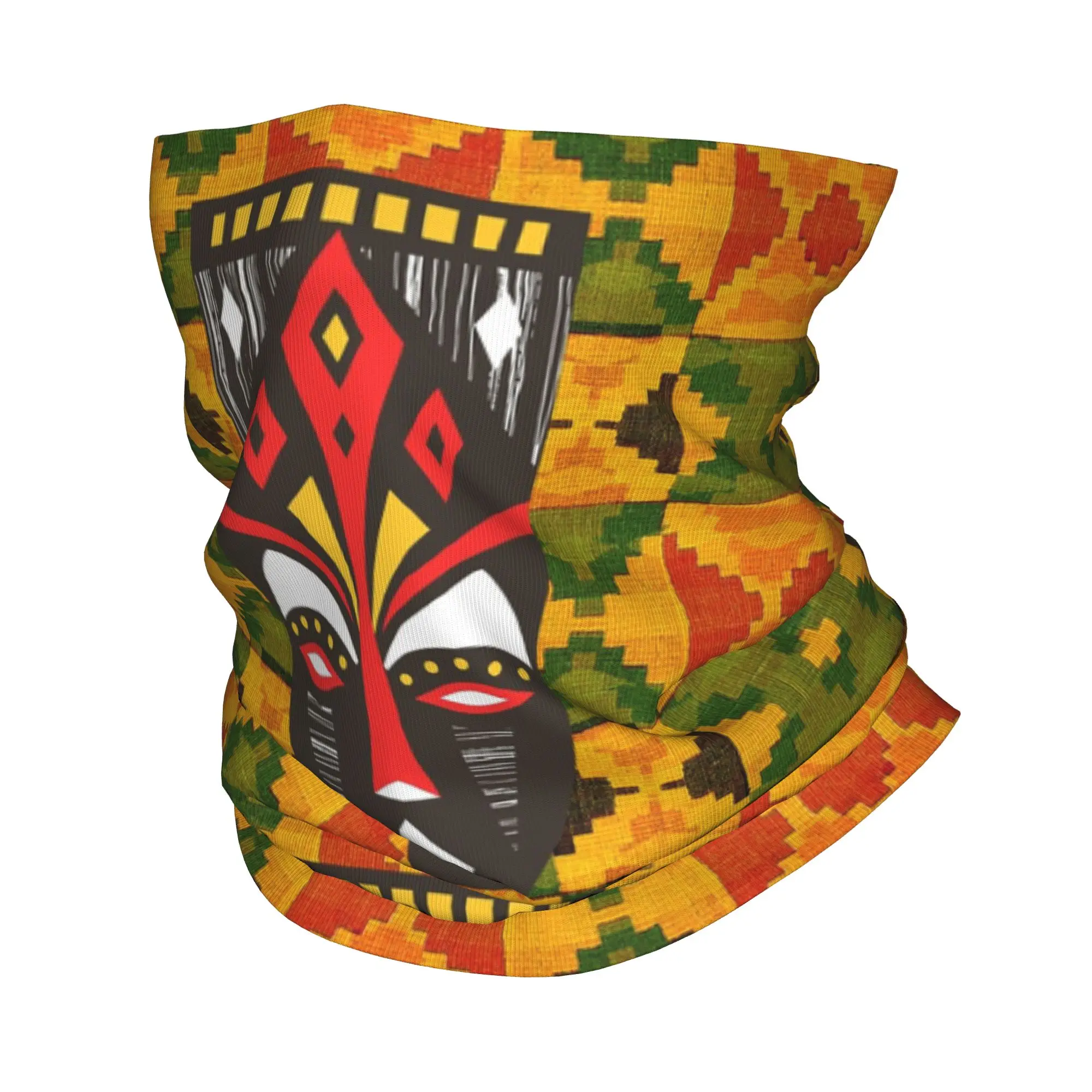 African tribal with black mask Bandana Neck Gaiter Printed Mask Scarf Warm Face Mask Running Unisex Adult