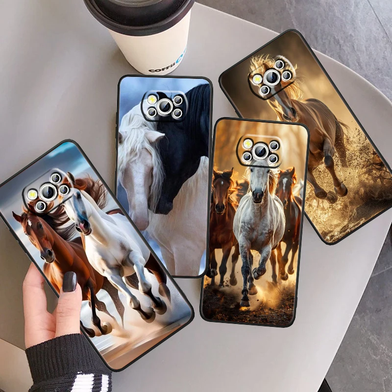 

Horse Fierce Cool Art For Xiaomi Mi Poco F5 F4 F3 X6 X5 X4 X3 M6 M5 M5S M4 M3 C65 Pro GT NFC 5G Black Funda Phone Case