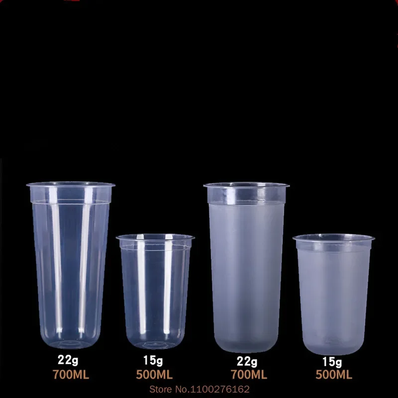 100 قطعة/الحزمة 500/700 مللي المتاح البلاستيك فقاعة فنجان شاي U-شكل أكواب الحلوى الكرتون غطاء بلاستيكي قبول التخصيص