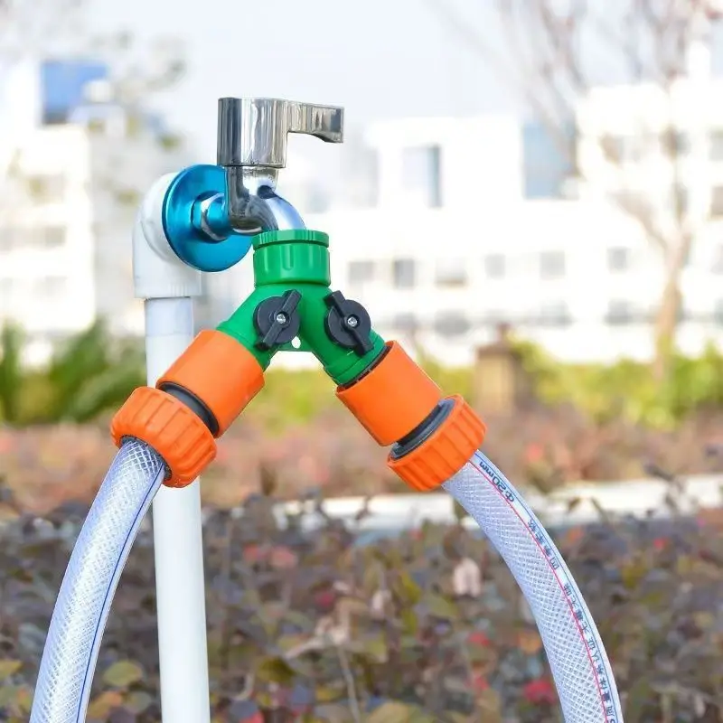 

Garden Water Pipe Connectors Pipe Adapter Y Connector Hose Splitter Valve 2-Way Plastic Valve with Switch for Flower Planting