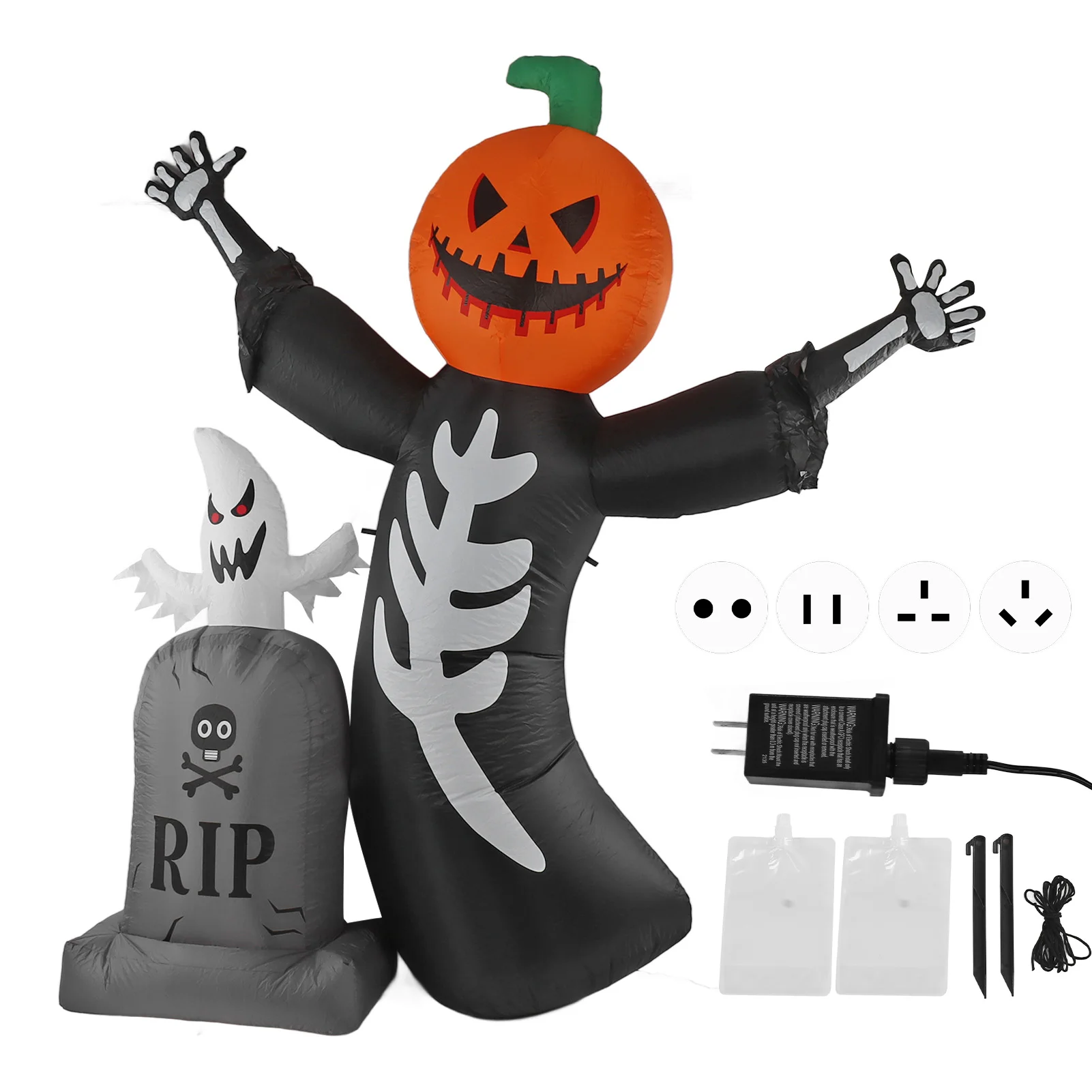 

Хэллоуин Тыква Надгробие Надувное Украшение Тыквенная Голова Призрак Надгробие Надувной Декор со Светодиодной Подсветкой IP44