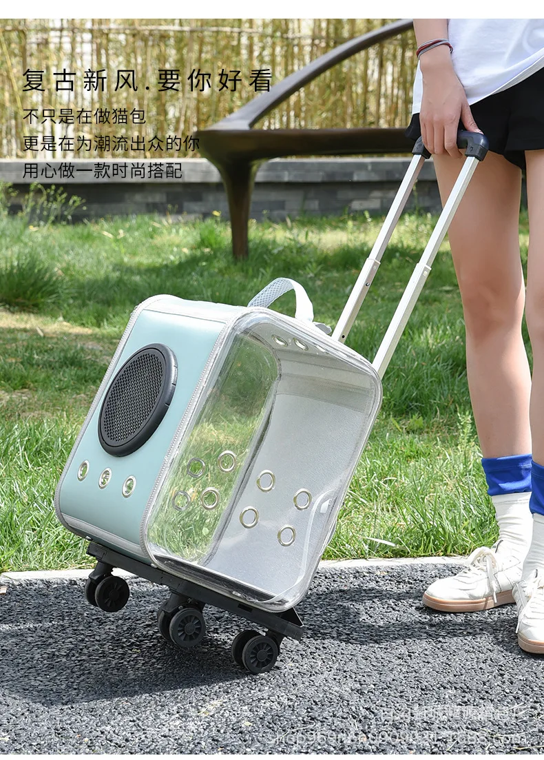 Transparent laser cat bag pet outing bag cat cage portable bag hand-held dog backpack space capsule crossbody bag