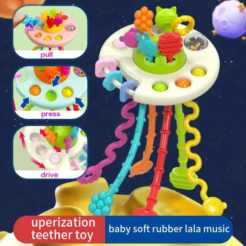 Baby  Sensory Pull String Toy Multicolor Fine Motor Skill Training Montessori Educational Interactive Learning Toy for