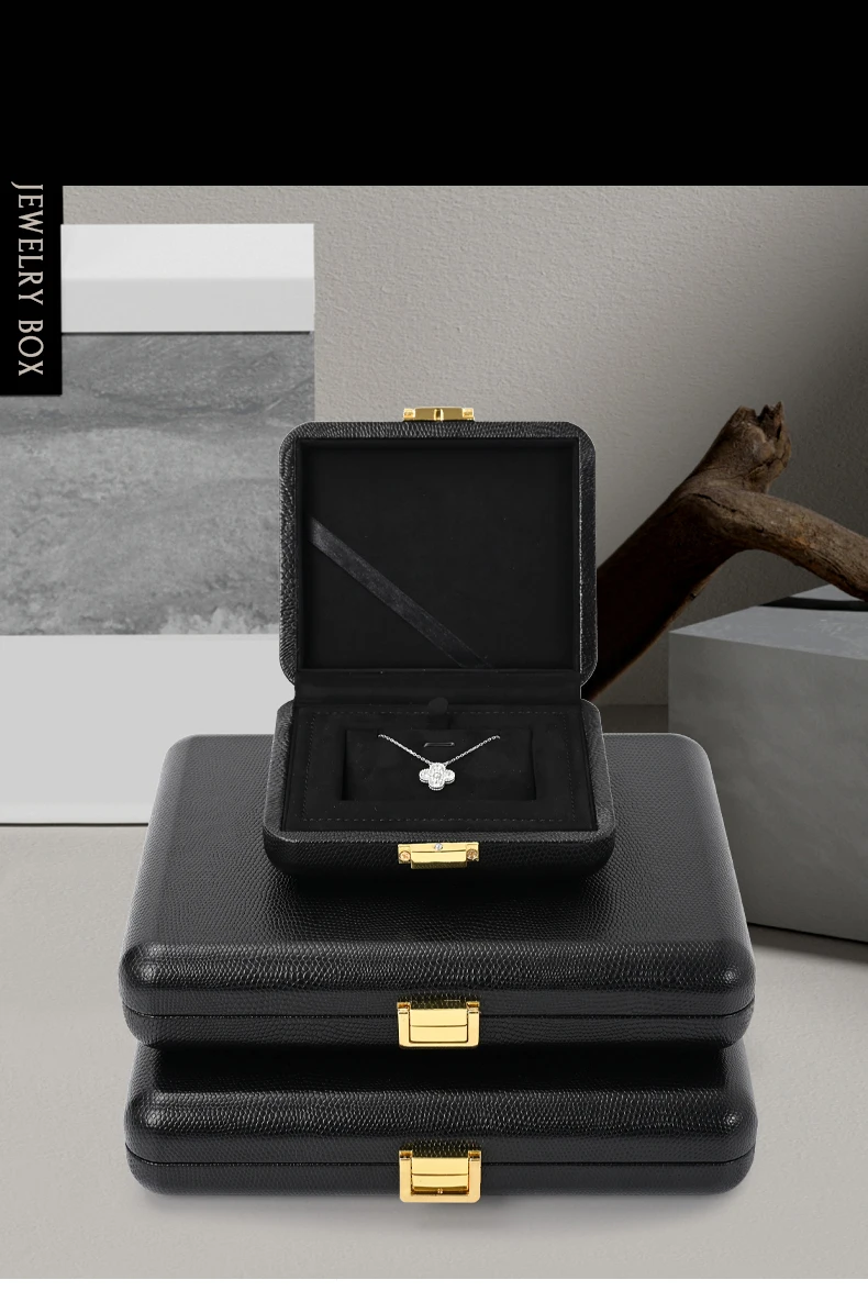 Oirlv Black Jewelry Organiser Boxes PU Leather Ring Earring Jewelry Set Box Jewel cases of precious metal Storage Box Gifts Box