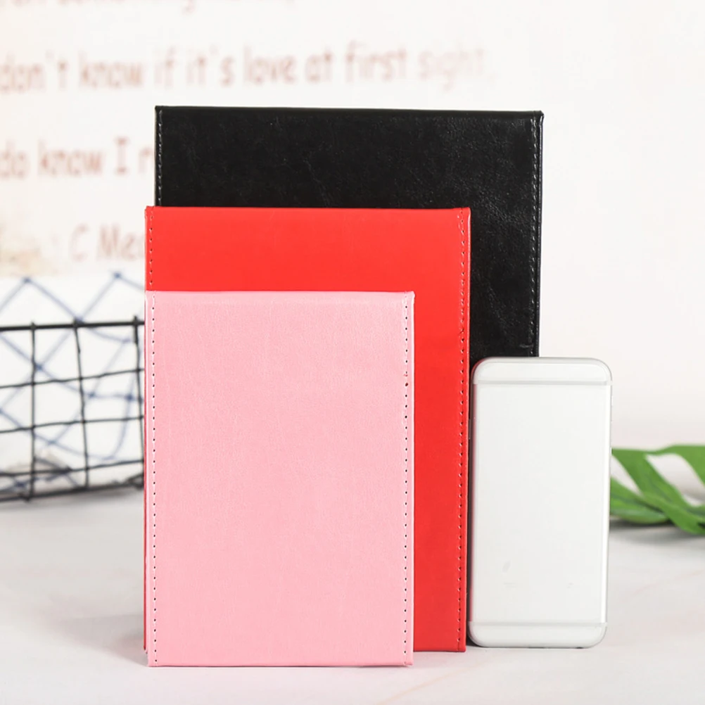 

Large Pink PU Foldable Makeup Mirror Desktop Adjustable Stand Clear Reflection Travel Beauty Tool PU Mirror