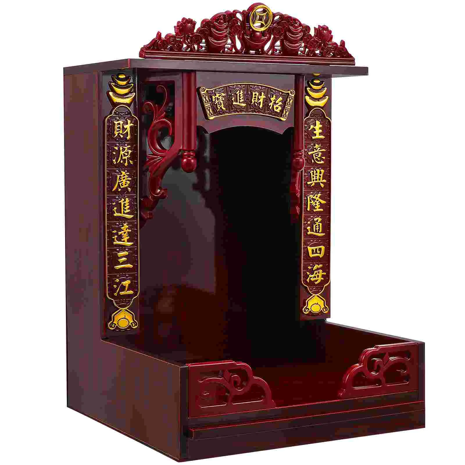 

For Altar Mini Wood Carving Tabletop Buddha Shelf Decorative Holder