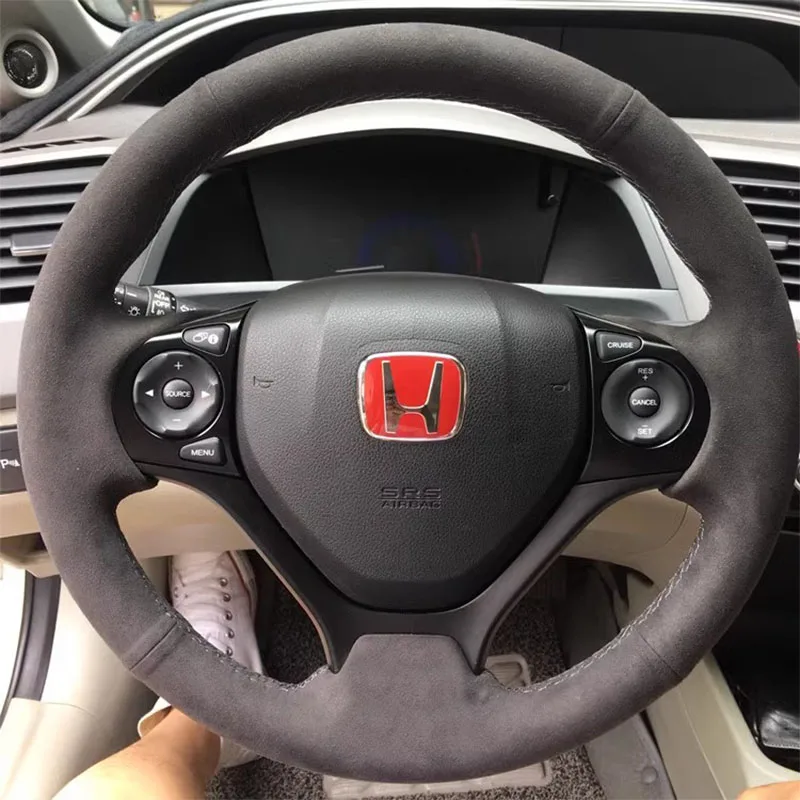 

Hand-Stitched non-slip wear-resisting suede genuine leather Car Steering Wheel Cover For Honda Civic 9th 2012-2015 auto parts
