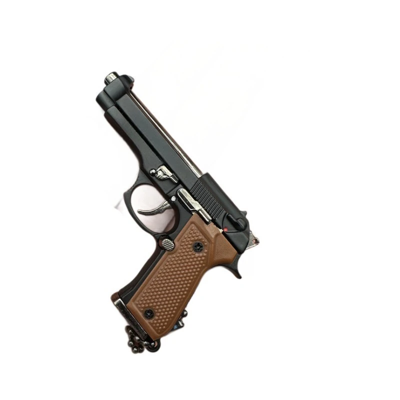 Hot 1:3 Mini Metal 92F Model Gun Detachable Keychain Pendant Small Toy Shell Ejection Edition Men's Gift