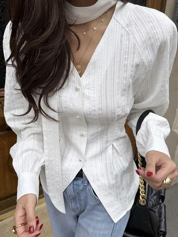 

Retro Embroidered Floral Long Sve V-Ne Slim Fit irt Women Dongda Gate 2026 Spring Cotton Commute Sle Korean Version