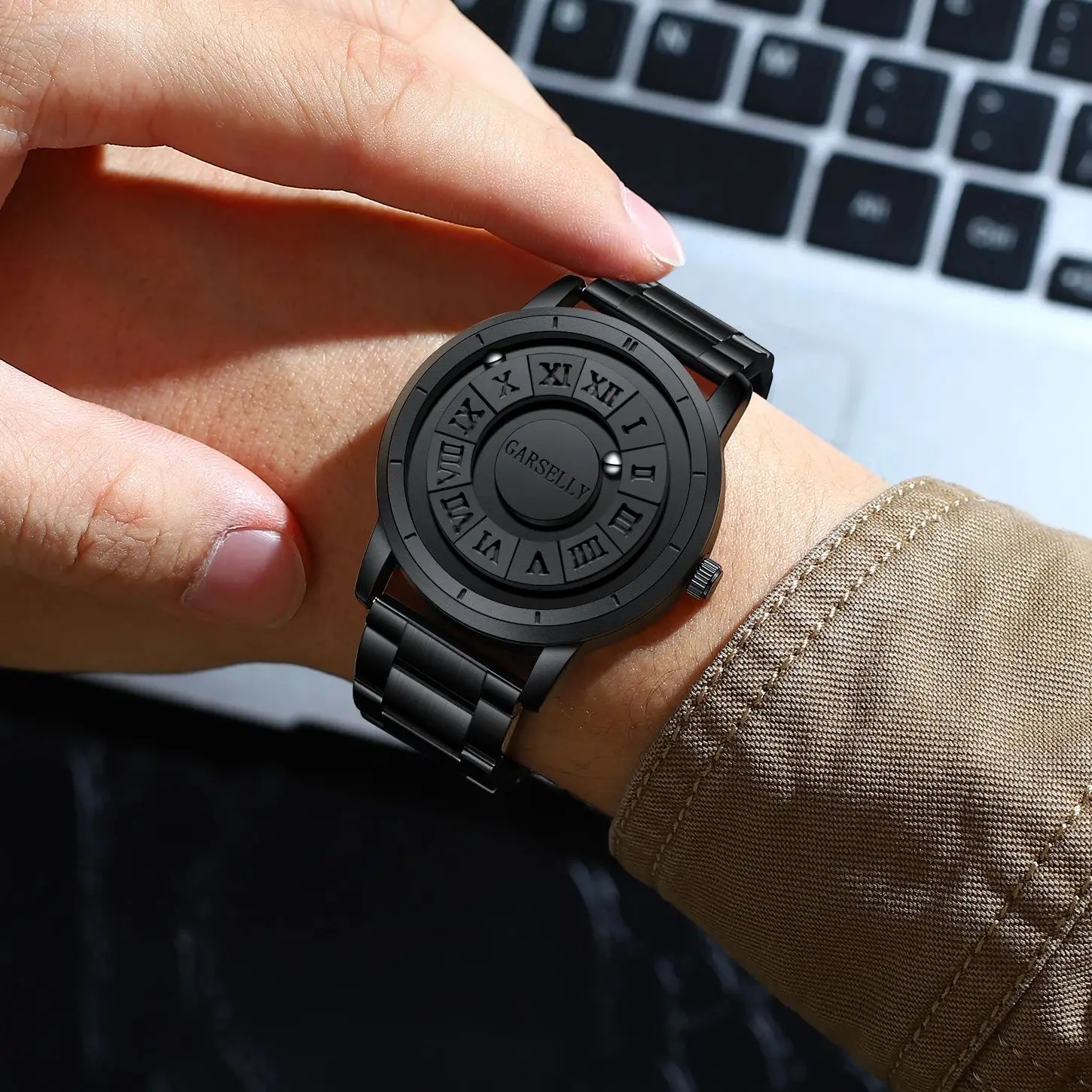 GARSELLY ساعة الموضة الفاخرة للرجال مقاوم للماء جودة عالية رجل ساعة اليد الفولاذ المقاوم للصدأ كوارتز ساعات رجالية Reloj + صندوق