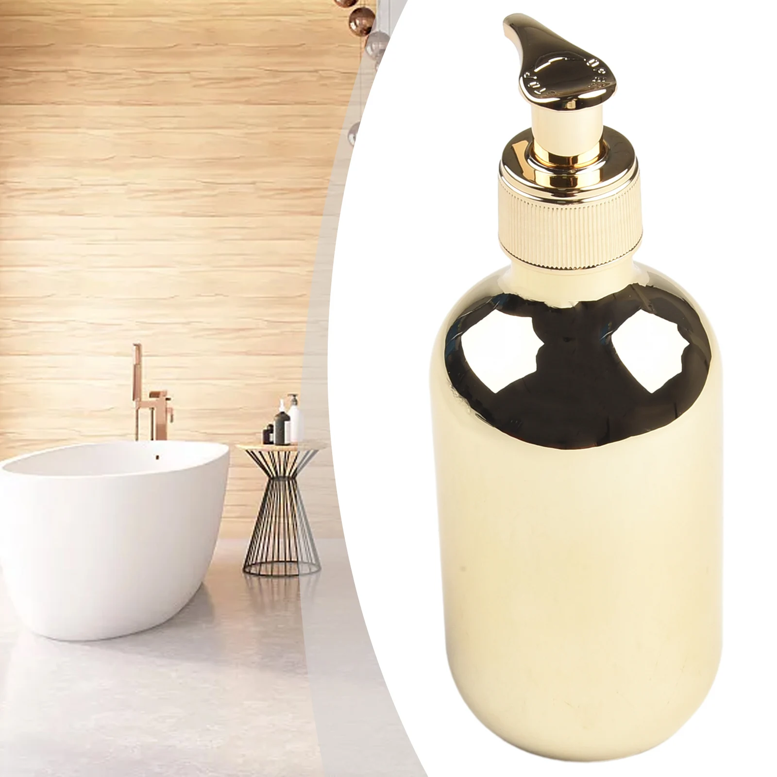 300ml Hand Soap Dispensers Bathroom Shampoo Bottle Gold Chrome Plastic Liquid Soap Bottles Wash Dispensers Bathroom Supplies