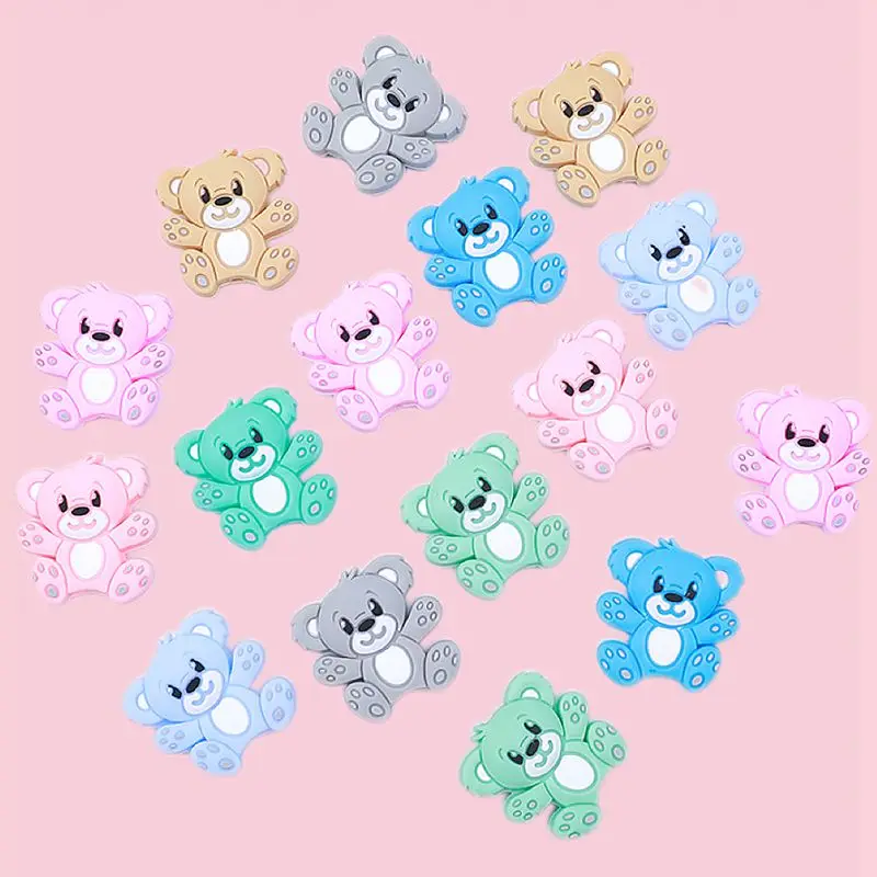 10/20Pcs Lot Bear Baby Silicone Beads Cartoon Animal Silicone Beads for pacifier Clips Teether Teething Toys Baby Accessories