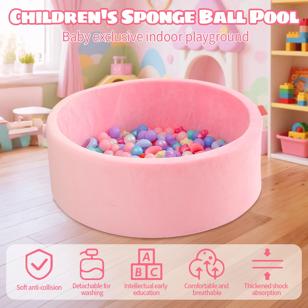 1pc 90cm dikke spons bal pit schuim grijs en roze indoor box voor kinderen droog zwembad draagbare zachte kinderen verjaardagscadeaus (geen ballen)