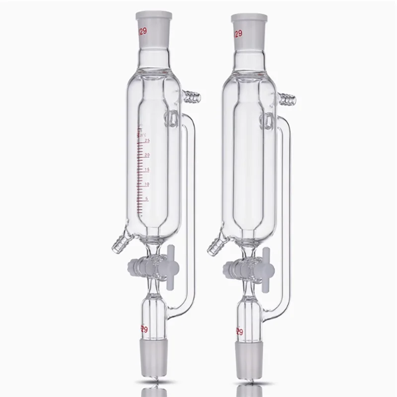 Glass double-layer constant pressure drop funnel 4F tetrafluoro glass piston joint valve jacket liquid separation funnel 250ML