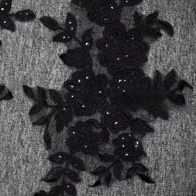 New High-quality Retro Plum Blossom Leaf Embroidery Sequins Lace Decal Fabric Handmade DIY Wedding Dress Decoration Accessories