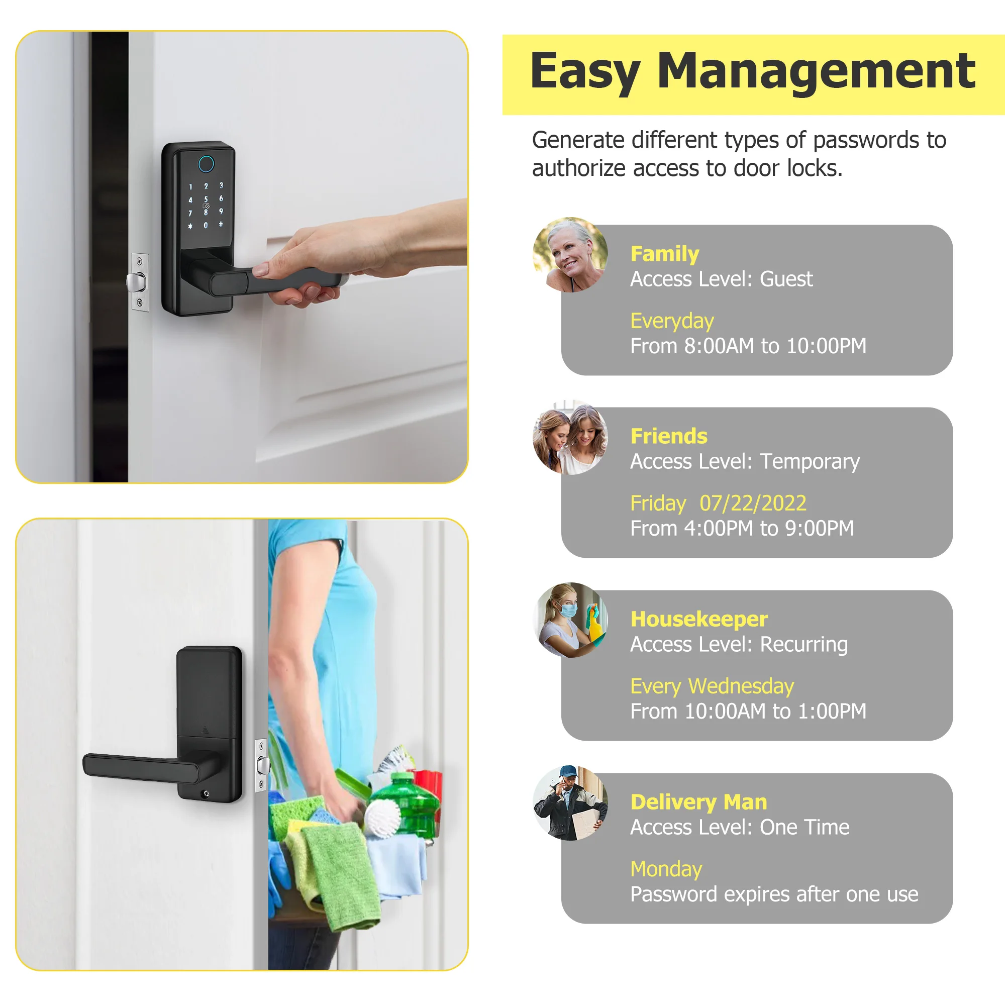 Fingerprint Door Lock  Keyless Entry Keypad Door Lock with APP Control, Smart Locks for Front Door Electronic Door Lock for Home