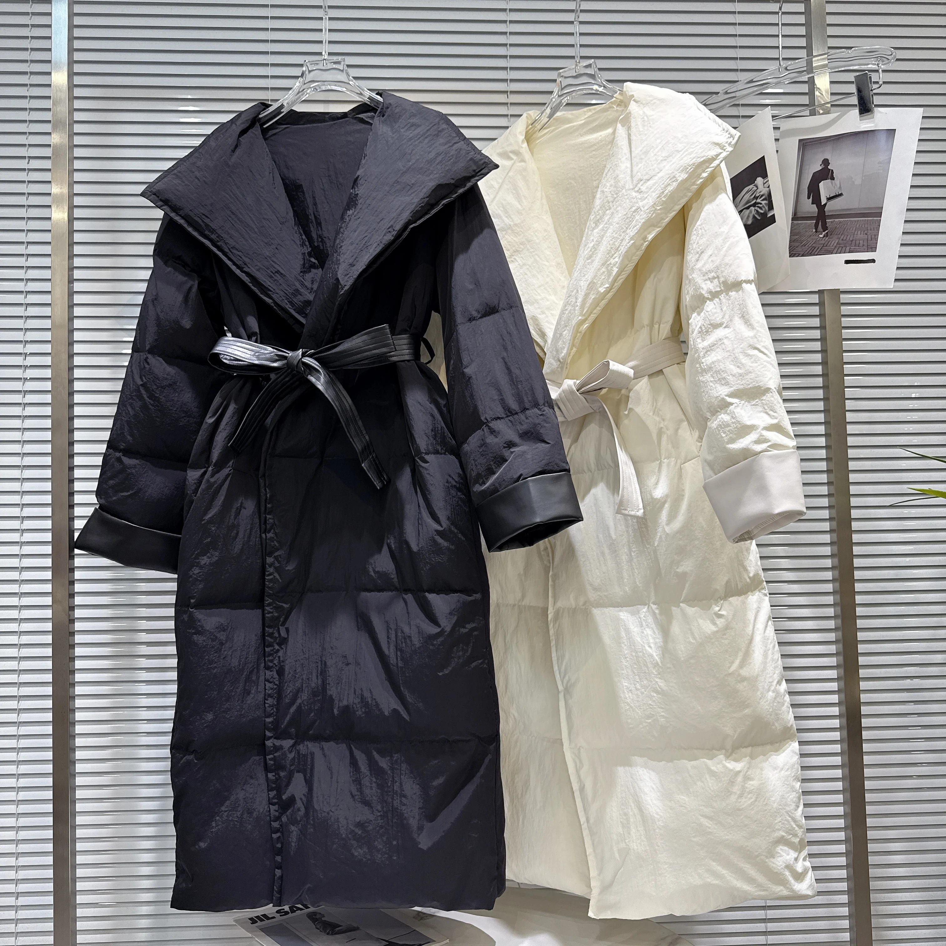 

Gagarich мода 2025 осень зима новый стиль во французском стиле большой воротник ремень на талии дизайн длинный пуховик парки топ