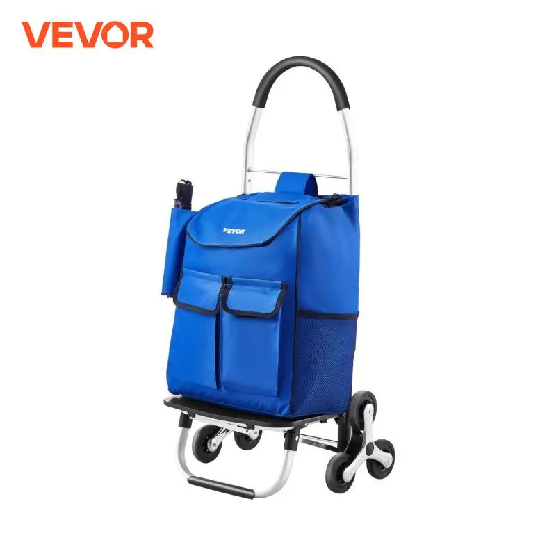 VEVOR 36L Folding Shopping Cart Stair Climbing Handcart with 6 Wheels & Oxford Cloth Bag Hand Truck for Grocery Laundry Storage