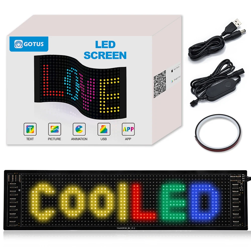 Flex LED Screen Bluetooth Connect USB Phone APP Words Emotion Display DIY For Advertising Of Car Shop Store Living Stream