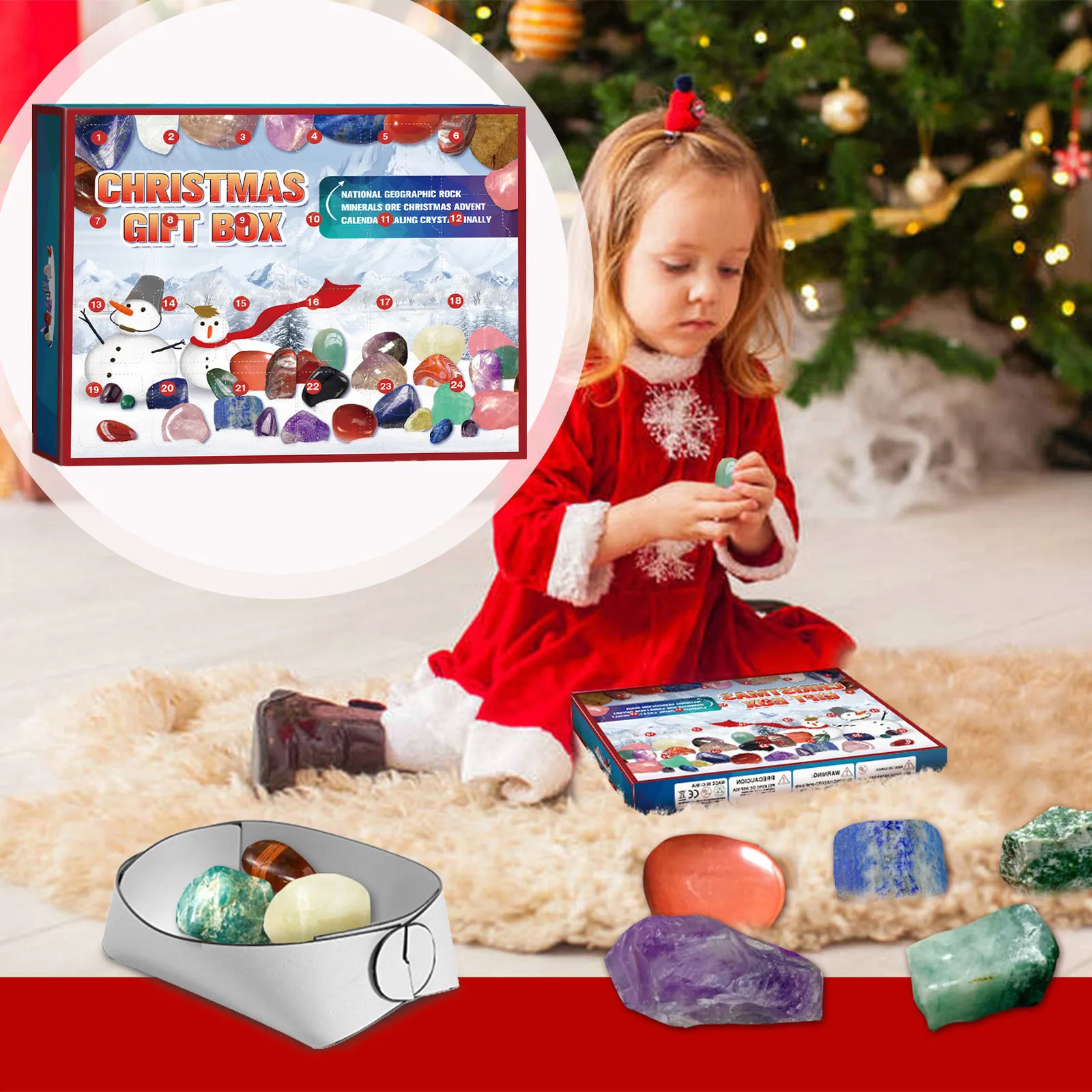 

2024 Christmas Advent Calendar 24 Days Countdown Calendar For Kids Adult Ore Rocks Learning Collection Kit Party Supplies