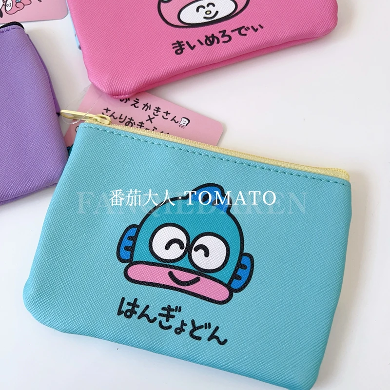 Japan Sanrio Limited Squinting Series Funny Cute Melody Kuromi Hangyodon Painting Style Tissue Bag Grocery Storage Bag Anime Toy