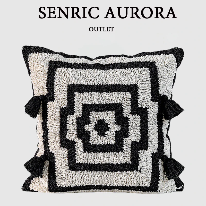 Design Luxury Cushion Cover 45x45cm Black And White Geometric Square Pillowcase For Home Hotel Bed Living Room Sofa
